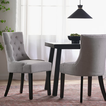 Cheney Dining Chair Kd Light Grey Wood Fabric