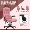 Homcom High Back Vibration Massage Office Chair With 6 Vibration Points, Heated Reclining Pu Leather Computer Chair With Armrest And Remote, Pink Pink Pu