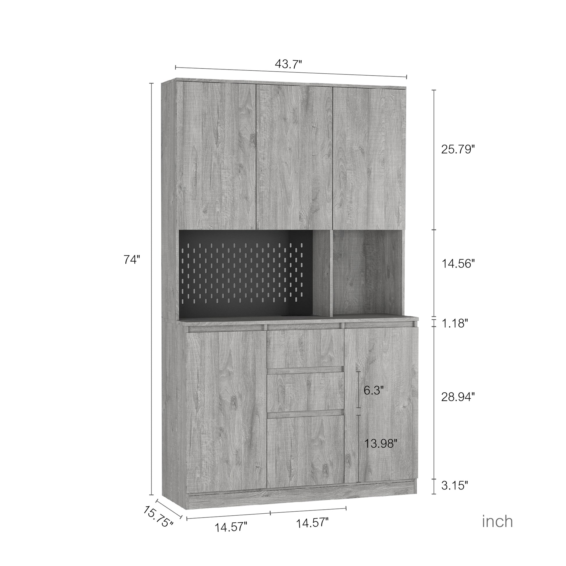 74" Kitchen Pantry Cabinet With Charging Station,Freestanding Buffet Cupboards Sideboard With Drawer,With Led Lights,Modern Pantry Cabinet With Microwave Stand For Kitchen,Living Room,Dinning Room