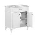 30 Inch Bathroom Vanity With Ceramic Basin, Soft Close Door And Adjustable Shelves White Bathroom Solid Wood Mdf