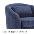Coolmore Living Room Accent Barrel Chair, Century Modern Style Decorative Chair, Armchair For Living Room With Thick Cushions And Pillows, Comfy Single Sofa Chair, Chair With Wooden Legs,Blue Blue Corduroy
