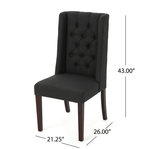 Dining Chair Charcoal Wood Fabric