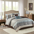 7 Piece Comforter Set Blue King King Blue Polyester