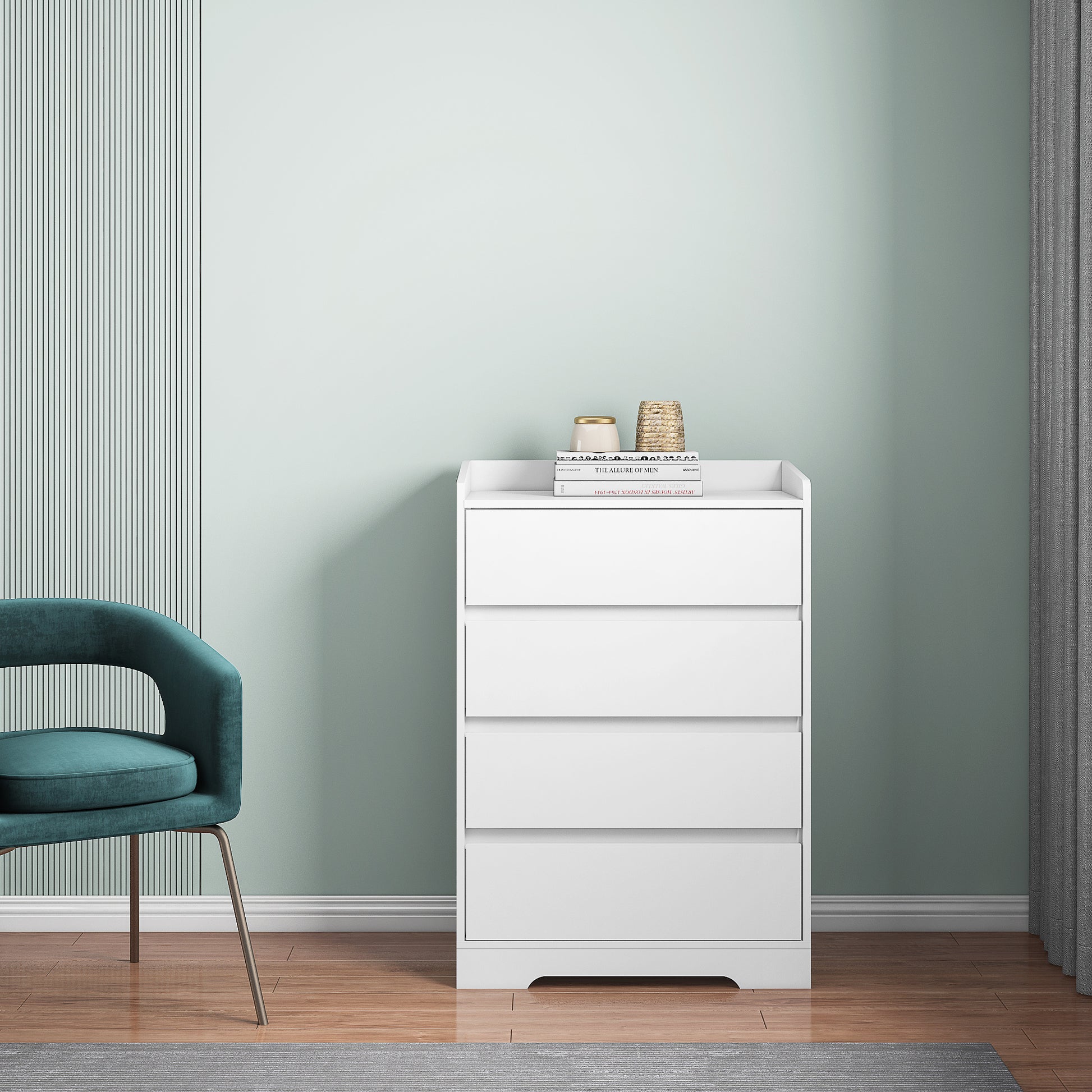 4 Drawer Dresser, Chest Of Drawers Without Handle, White Dresser For B 4 Drawer Dresser, Chest Of Drawers Without Handle, White Dresser For B