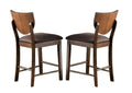 Set Of 2Pc Counter Height Chairs Dining Room Walnut Finish Solid Wood Dark Chocolate Fabric Upholstered Modern Chair Chocolate,Walnut Dining Room Contemporary,Modern,Transitional Dining Chairs Solid Back Set Of 2 Fabric,Solid Wood