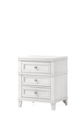 White 3 Drawer Nightstand W Usb White Solid Wood Mdf