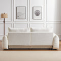 Lamb'S Wool 2 Seater Cushion Sofa 90'' Comfortable Sofa For Living Room Bedroom And Other Casual Spaces Lamb'S Wool Sofa With 2 Cushions And 2 Ball Pillows. Beige Beige Foam Fabric 2 Seat