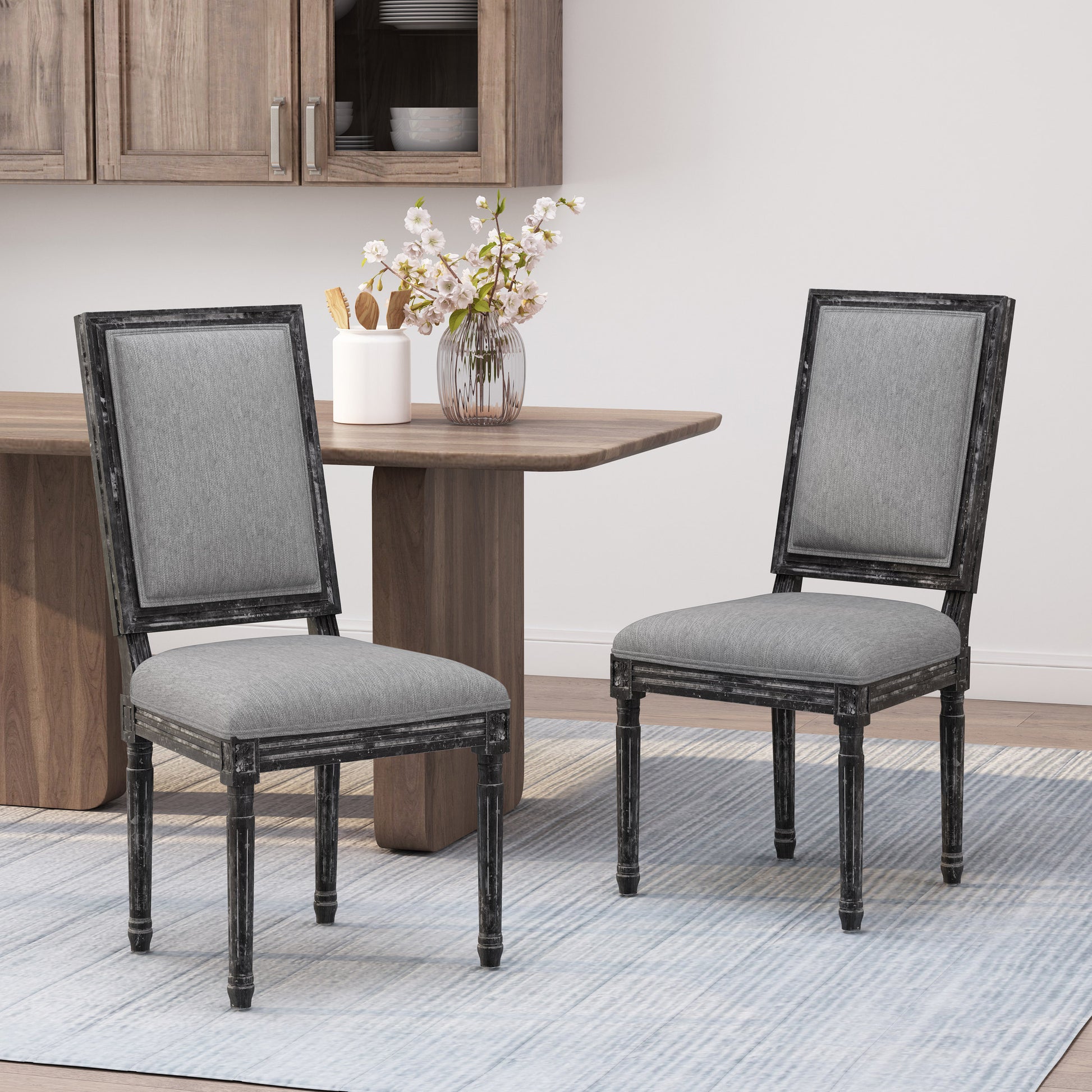 Dining Chair Grey Fabric