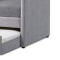 Modern Twin Daybed With Trundle, Trim Backing, Soft Gray Velvet Twin Gray Solid Wood