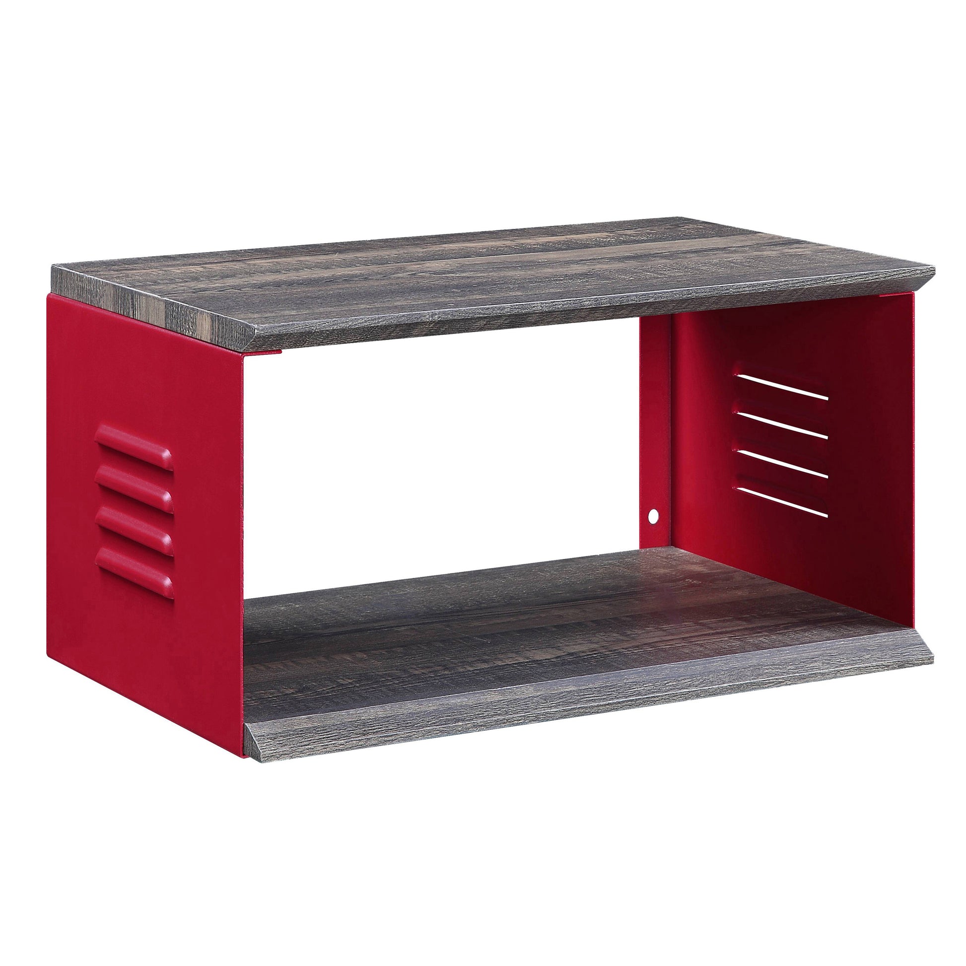 Red Accent Table And Wall Shelf Set Red Primary Living Space Contemporary Rectangular Wood Metal