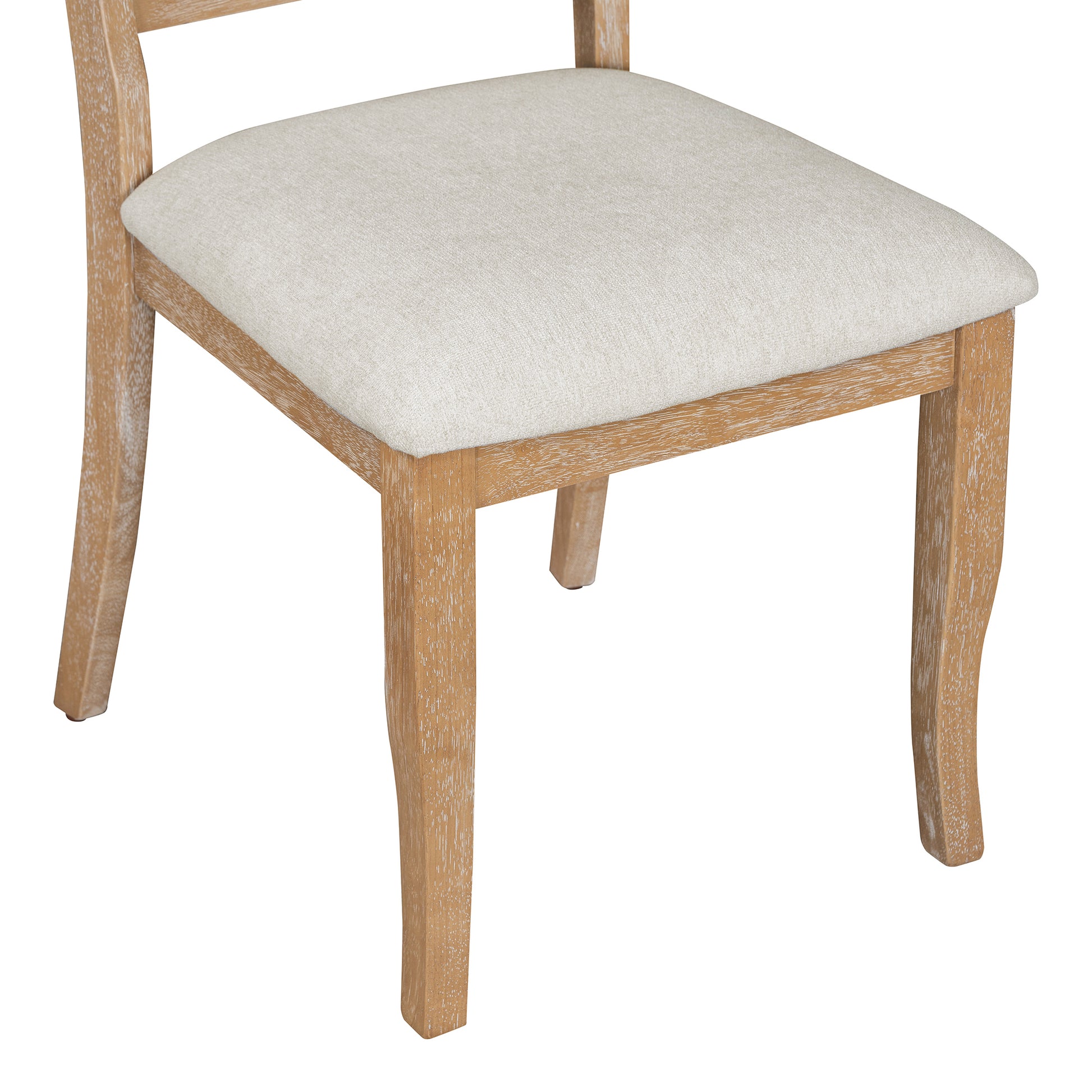 5 Piece Retro Dining Set, Round Table With Pedestal Table Base And 4 Upholstered Chairs For Dining Room And Kitchen Natural Wood Wash Natural Wood Wash Solid Wood Mdf