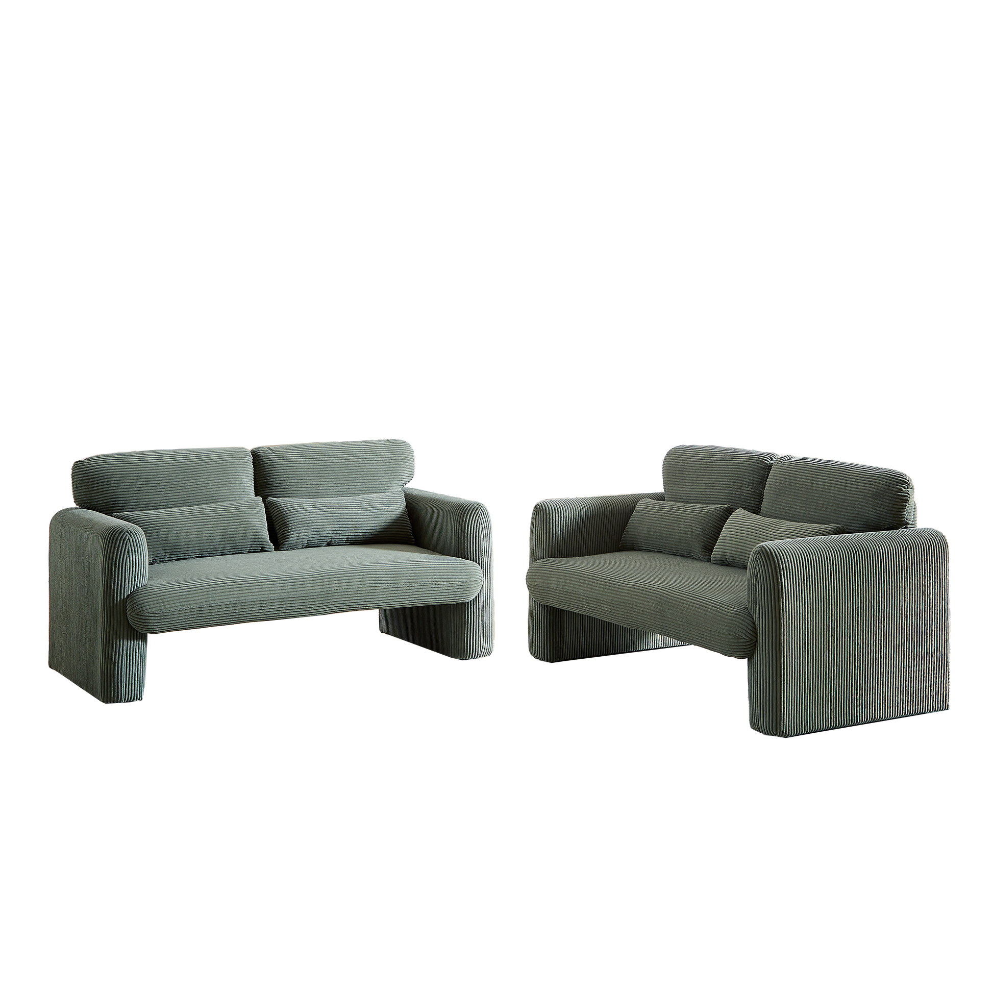 60"Corduroy Fabric Loveseat Sofa With 60"Loveseat Sofa, Modern Sofa With Support Pillow, For Apartment, Office, Living Room & Bedroom Green Corduroy 2 Seat