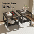 Set Of 2 Rectangle End Table, Tempered Glass Tabletop With Mdf Layer, Modern Table For Living Roomgray Glass Gray Tempered Glass