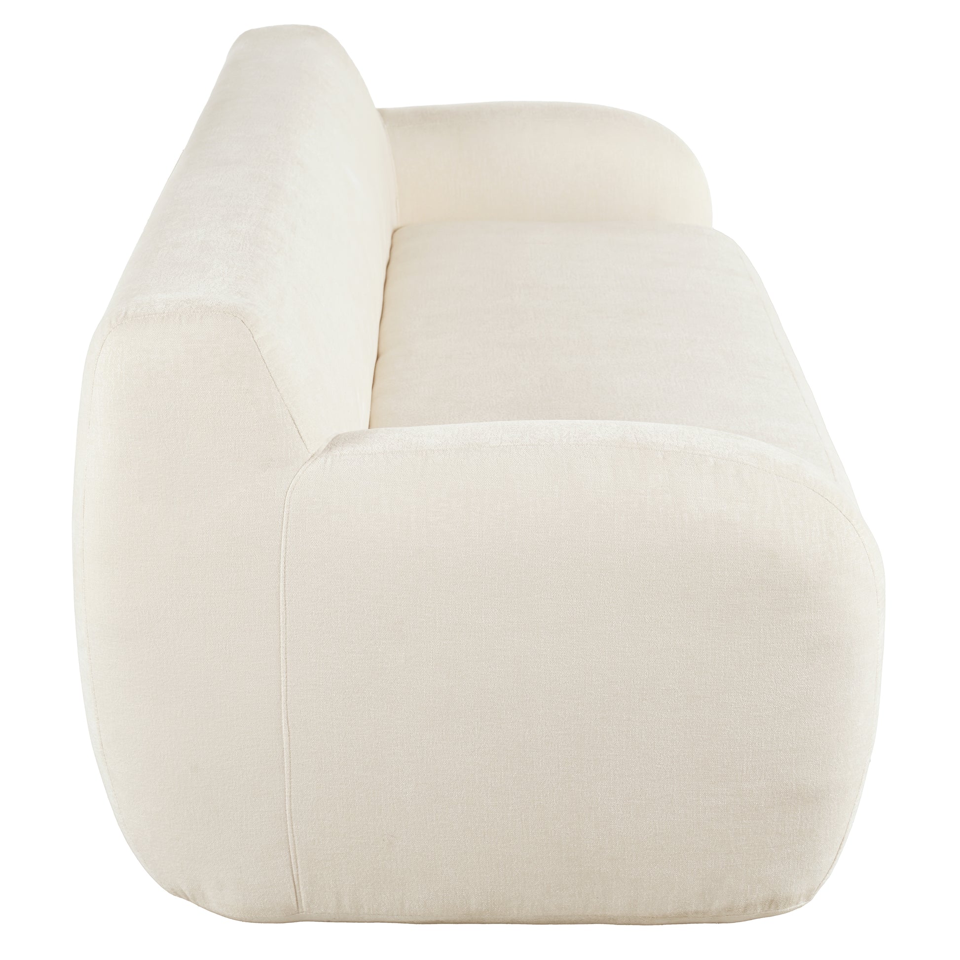 81.5'' Minimalist Curved Upholstered Sofa, 3 Seat Modular Casual Sofa For Living Room, Bedroom, And Apartments Beige Polyester 3 Seat