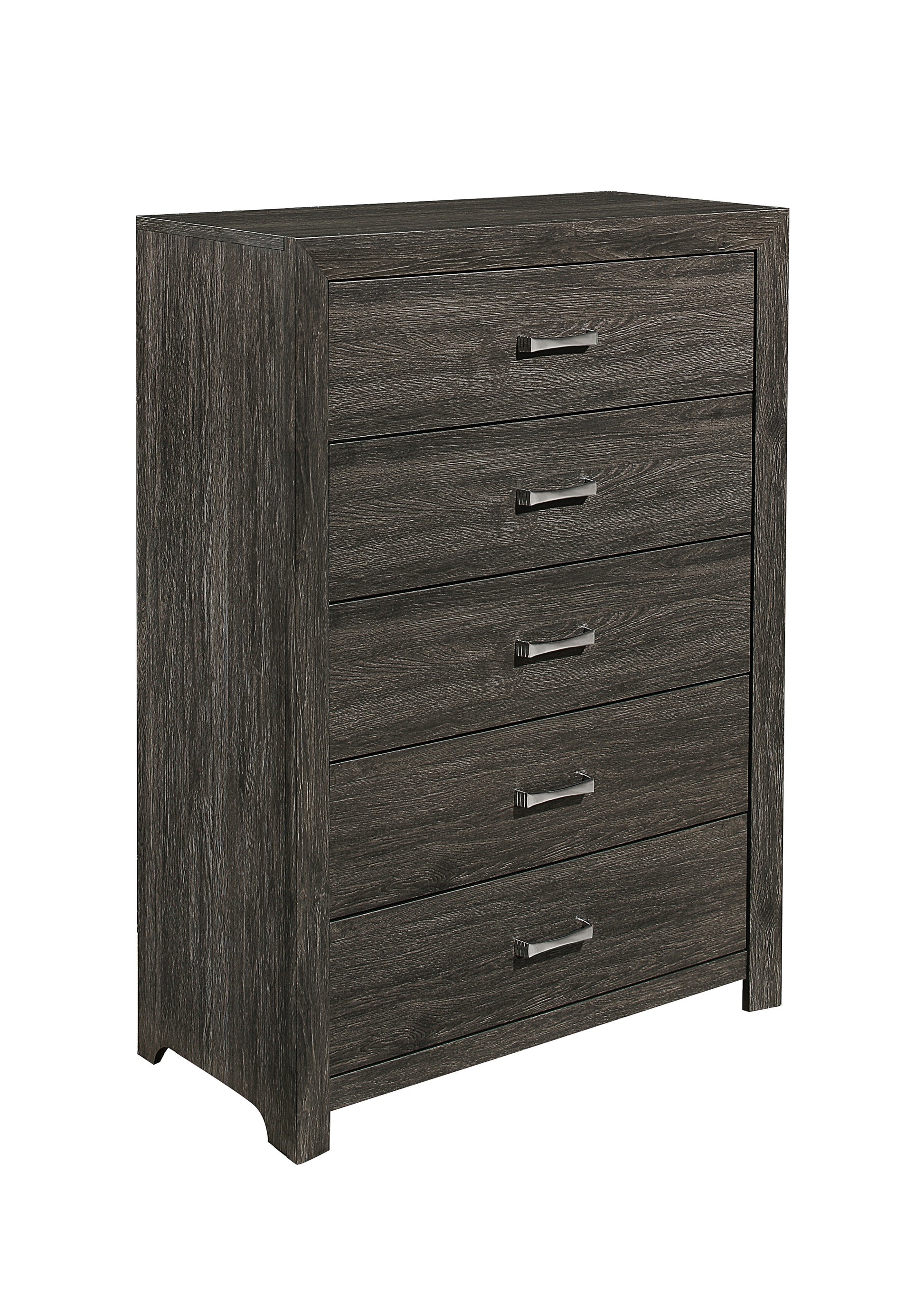 Dark Gray Finish Storage Drawers Chest 1Pc Chrome Tone Handles Contemporary Design Bedroom Furniture Dark Gray Bedroom Contemporary Wood