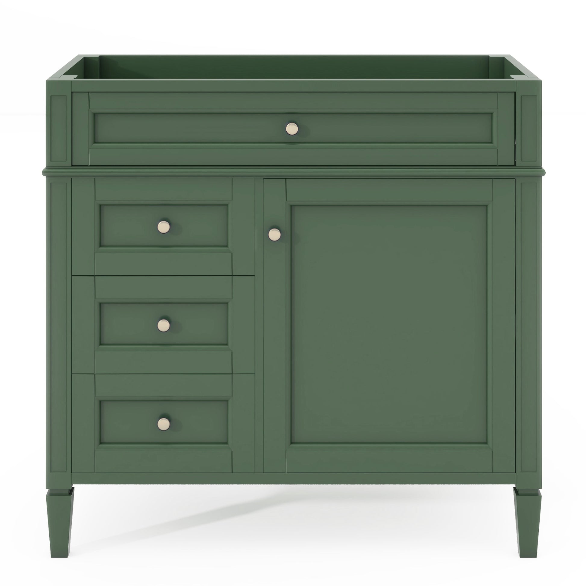 36'' Bathroom Vanity Without Top Sink, Modern Bathroom Storage Cabinet With 2 Drawers And A Tip Out Drawer, Solid Wood Frame Not Include Basin Sink 3 Green 1 1 Adjustable Hinges Bathroom Freestanding Solid Wood Mdf Painted