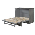 Full Size Murphy Bed With Large Drawers,Brushed Gray Full Gray Plywood