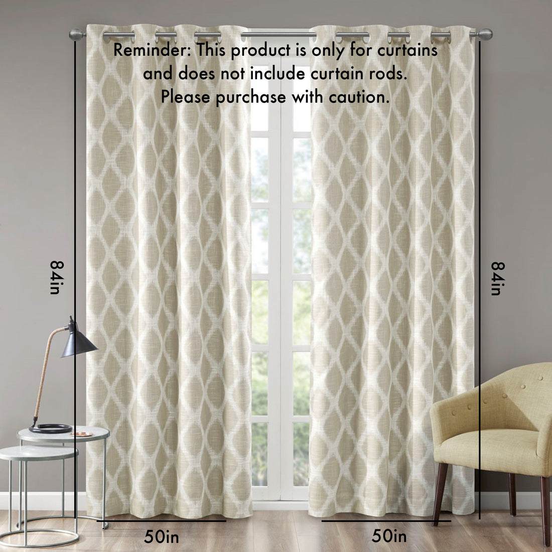 Printed Ikat Blackout Curtain Panel Only 1 Pc Panel Taupe Polyester