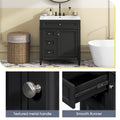 30'' Bathroom Vanity With Top Sink, Modern Bathroom Storage Cabinet With 2 Drawers And A Tip Out Drawer, Single Sink Bathroom Vanity Black Bathroom Solid Wood Mdf