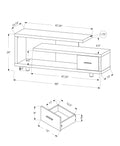 Tv Stand, 60 Inch, Console, Media Entertainment Center, Storage Cabinet, Living Room, Bedroom, White Laminate, Contemporary, Modern White 80 89 Inches Particle Board