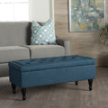 Hyatt Storage Ottoman Navy Blue Fabric