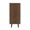 Bohemian Bar Cabinet, Natural Rattan Doors, Removable Wine Rack In Walnut Natural Walnut Boho Mdf