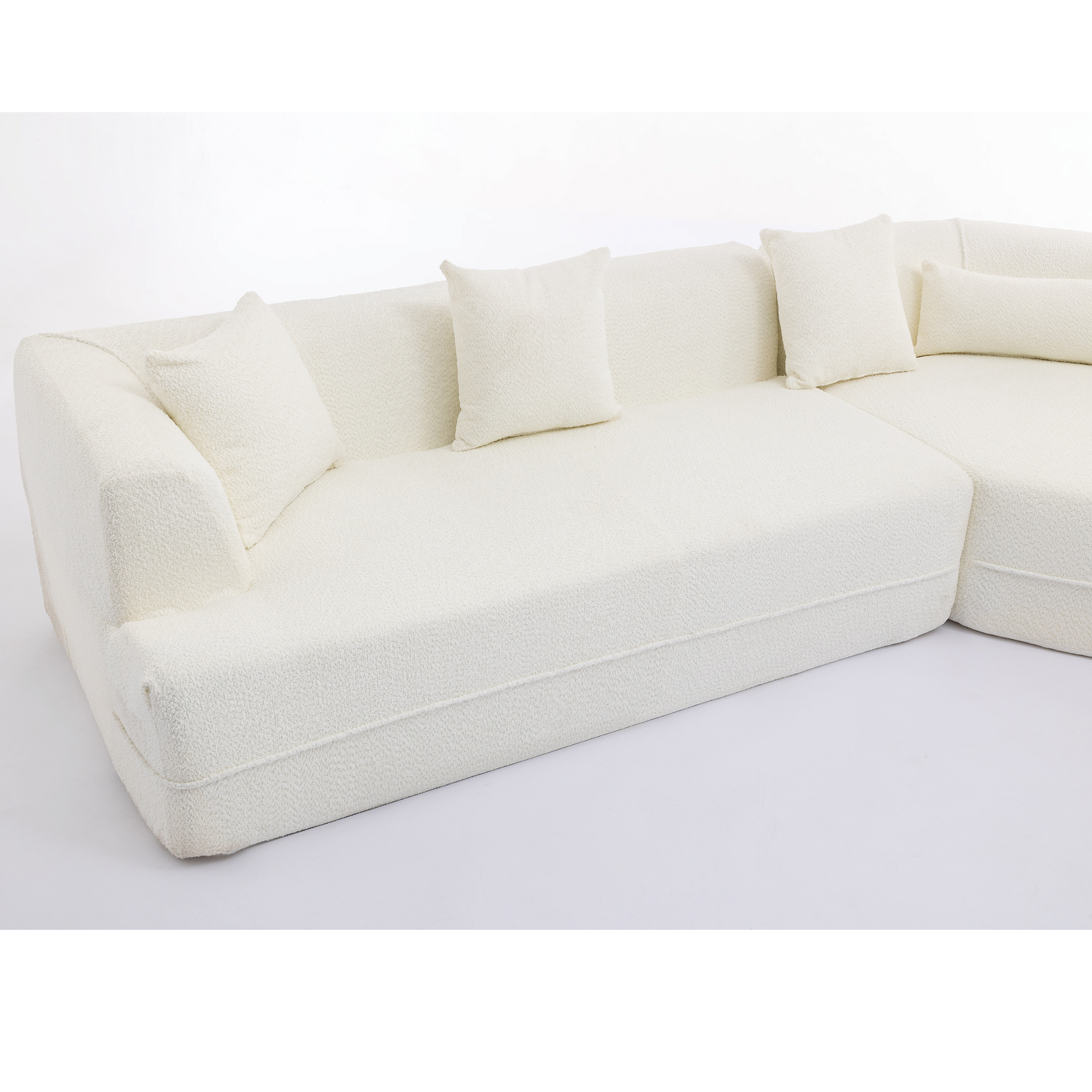 And Upgraded Extended Edition Modular Sofamodern Minimalist Style Sofa, Upholsteredfree Combination, Round Fiber Fabric, Anti Wrinkle Fabric,Dimension Exten, Creamy White Creamy White Polyester Primary Living Space Medium Soft Tight Back Modern Flared