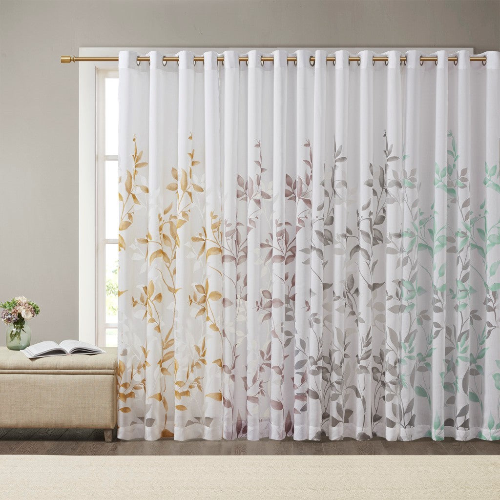 Burnout Printed Curtain Panel White Multi Polyester