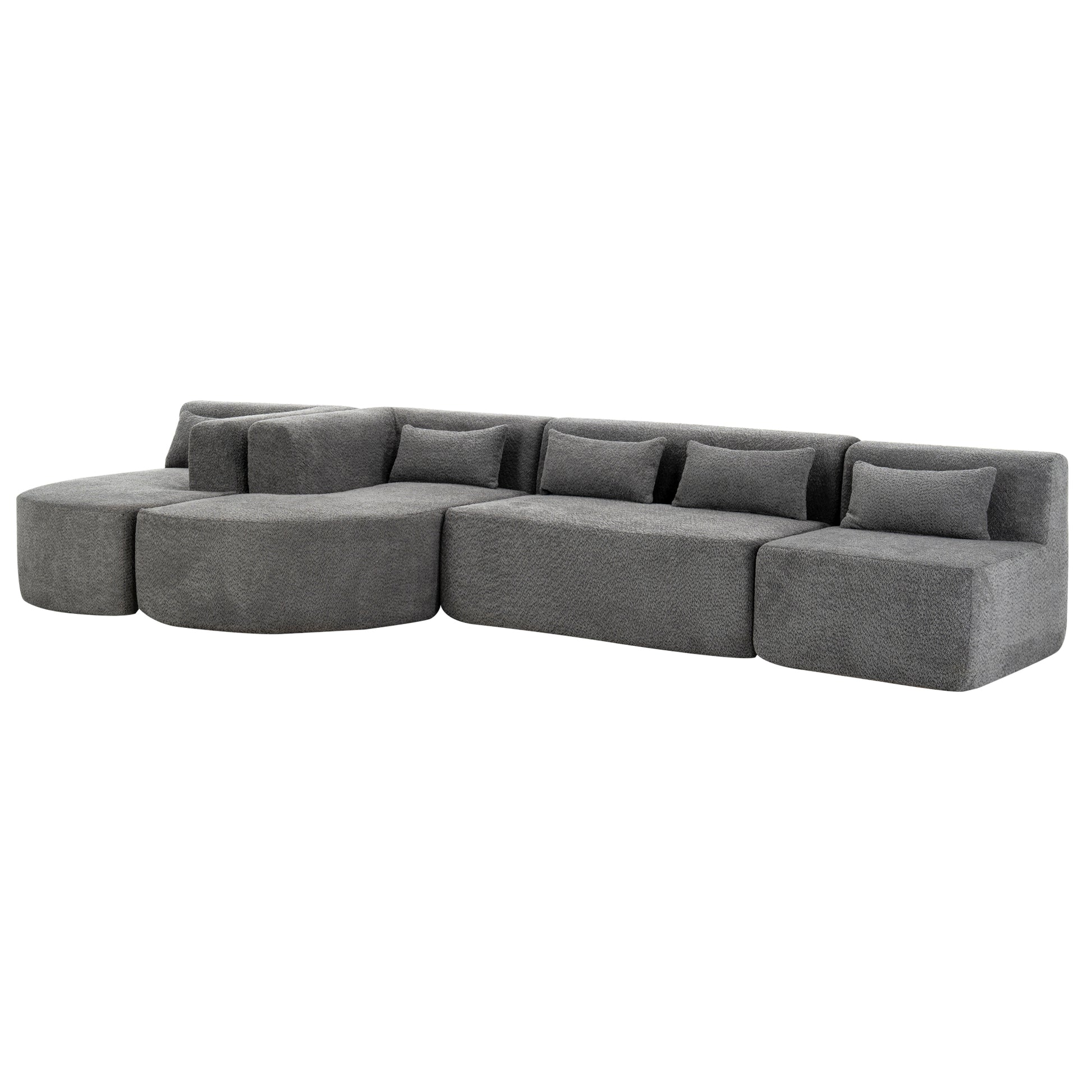 143.7" Upholstered Sofa Free Combined Sofa Couch With Two Chaise Lounge And Five Back Pillows For Living Room, Light Gray Light Gray Foam Polyester 5 Seat