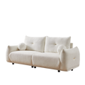 Lamb'S Wool 2 Seater Cushion Sofa 90'' Comfortable Sofa For Living Room Bedroom And Other Casual Spaces Lamb'S Wool Sofa With 2 Cushions And 2 Ball Pillows. Beige Beige Foam Fabric 2 Seat