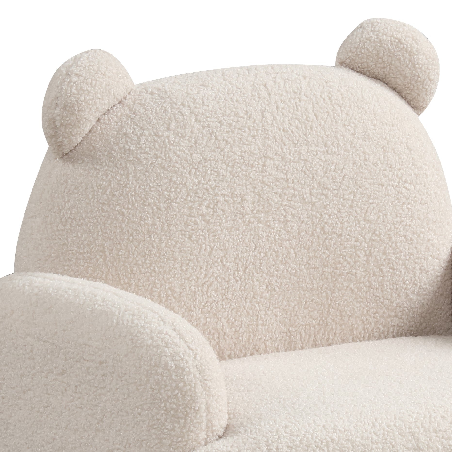 Raelynn 25.5"W Beige Sherpa Bear Shaped Kids Armchair Beige Foam Sherpa