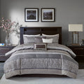 7 Piece Jacquard Comforter Set Grey Taupe Queen Queen Grey Taupe Polyester
