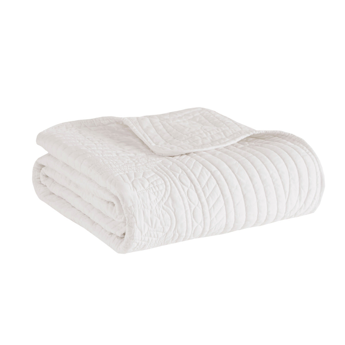 Oversized Quilted Throw With Soped Edges White 60X72" White Cotton