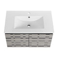 30'' Floating Wall Mounted Bathroom Vanity With Ceramics Sink & Soft Close Cabinet Door, Kd Package Black Bathroom Modern Plywood