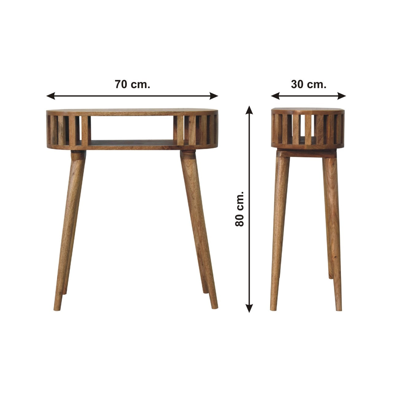 Solid Wood Ariella Console Table Light Oak Light Brown Primary Living Space Modern Freestanding Mango Round Wood Solid Wood