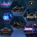 Aosom Lamborghini Veneno Licensed Kids Electric Car With Bluetooth, 12V Ride On Car With Butterfly Doors, Remote Control, Portable Battery, Suspension System, Horn, Songs, Lights, Black Black