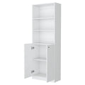 Sutton 2 Door Bookcase, Storage With Multi Level Shelves And Double Door Design White Particle Board Engineered Wood