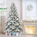 7Ft Pe&Pvc Flocked Christmas Tree Green,White Polyethylene