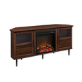 Modern Angled Side Fireplace Corner Tv Stand For Tvs Up To 10015 Dark Walnut Dark Brown Mdf Mdf
