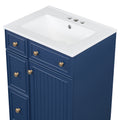 24 Inch Bathroom Vanity Cabinet With Ceramic Sink, 2 Drawers, 1 Door Blue Bathroom Solid Wood Mdf