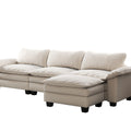 Living Room Furniture Luxury Sectional Sofa Couch With Ottoman Soft Velvet Upholstered Sofa Beige Beige Foam Velvet 3 Seat