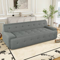 86.2'' Modern Minimalist Style Tufted Design Upholstered Sofa, 3 Seat Modular Lounge Sofa For Living Room, Bedroom, And Apartment Grey Polyester 3 Seat