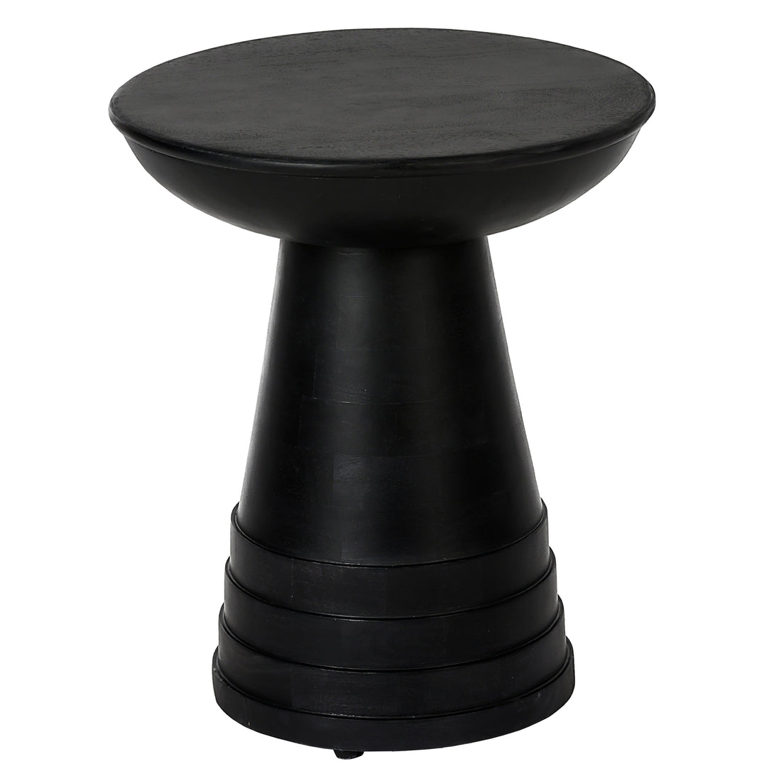 Classic 16 In. Solid Wood Round Side End Table, Living Room Sofa Side Table, Home Decor Furniture, Black Black Primary Living Space Contemporary Freestanding Mango Coffee & End Tables Round Solid Wood