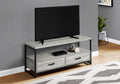 Tv Stand, 48 Inch, Console, Media Entertainment Center, Storage Drawers, Living Room, Bedroom, Grey Laminate, Black Metal, Contemporary, Modern Grey 70 79 Inches Particle Board