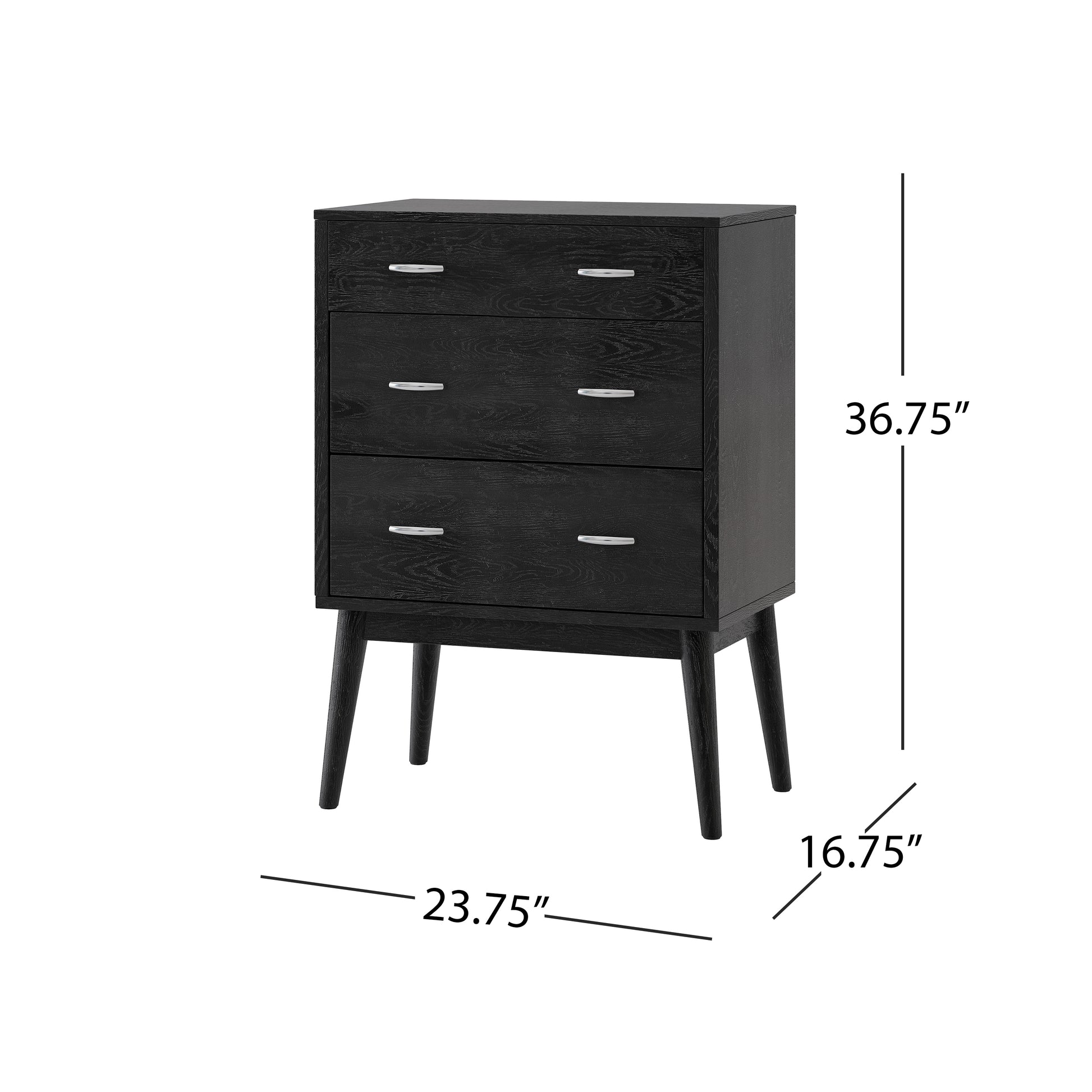 Disa 3 Drawer Chest Black Mdf