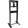 Hydraulic 12 Ton H Frame Garage Floor Adjustable Shop Press With Plates, 12T, Black Black Steel