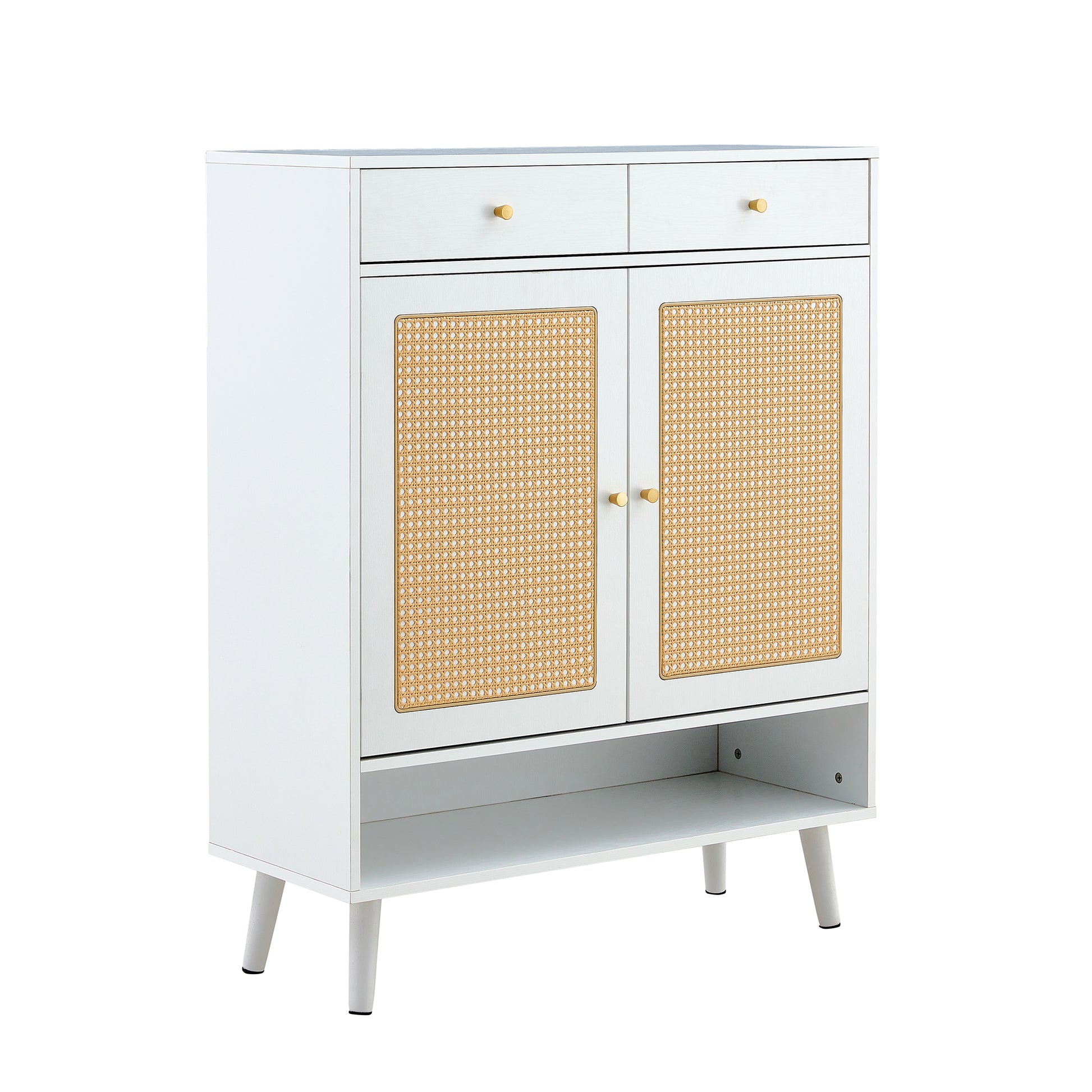 Modern Minimalist Storage Cabinet, Rattan Shoe Cabinet, Bed Top Cabinet. Beautiful Shape, Suitable For Corridors And Living Rooms. White Mdf