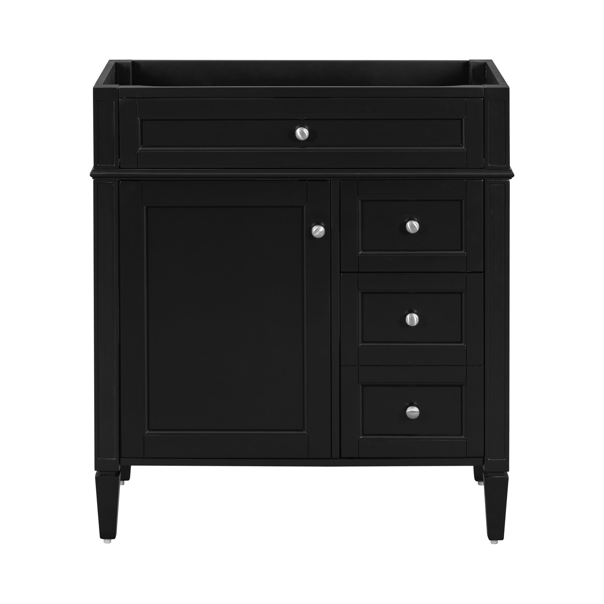 30'' Bathroom Vanity Without Top Sink, Modern Bathroom Storage Cabinet With 2 Drawers And A Tip Out Drawer Not Include Basin Black Bathroom Solid Wood Mdf