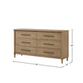 Casual 6 Drawer Dresser Sand Finish Sand Solid Wood Mdf