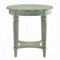 Antique Green End Table With Shelf Green Primary Living Space Shelves Round Solid Wood Mdf